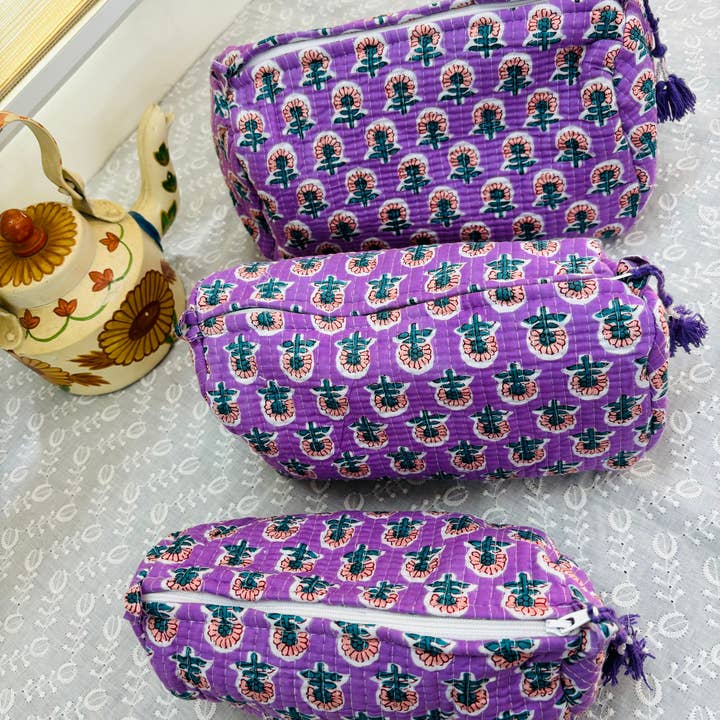 Meghcraft - Venta al por mayor Bolsa para maquillaje - Bolsas de cosméticos acolchadas de algodón, bolsa de regalo, bolsa de tocador, 3 unidades8