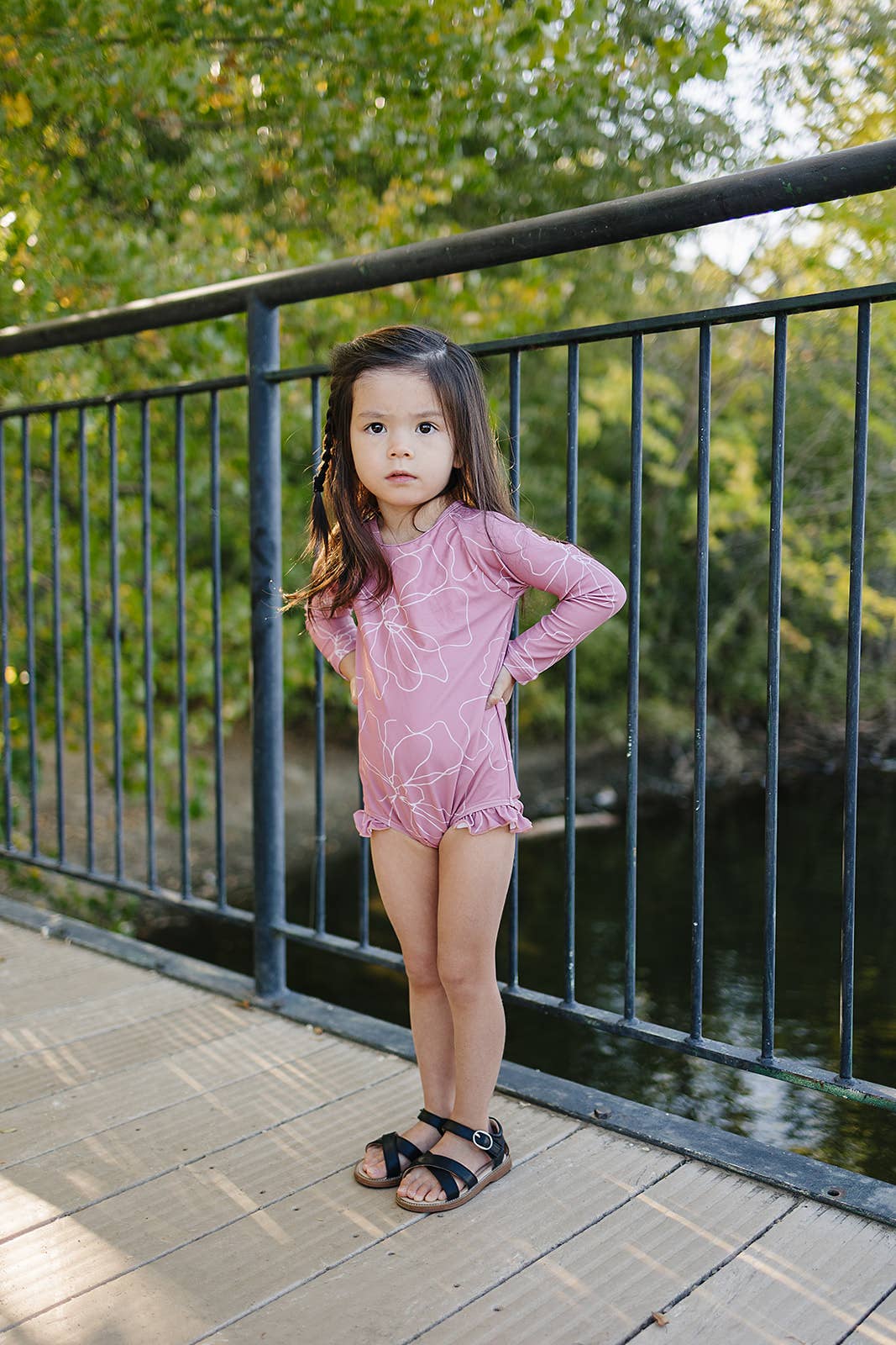 Current Tyed Clothing - Wholesale One Piece Swimsuit - Kids - The "Olivia" Ruffle Rashguard Suit