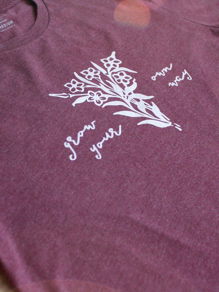 Grow your own way screenprinted tee for wholesale by Chin Up Prints