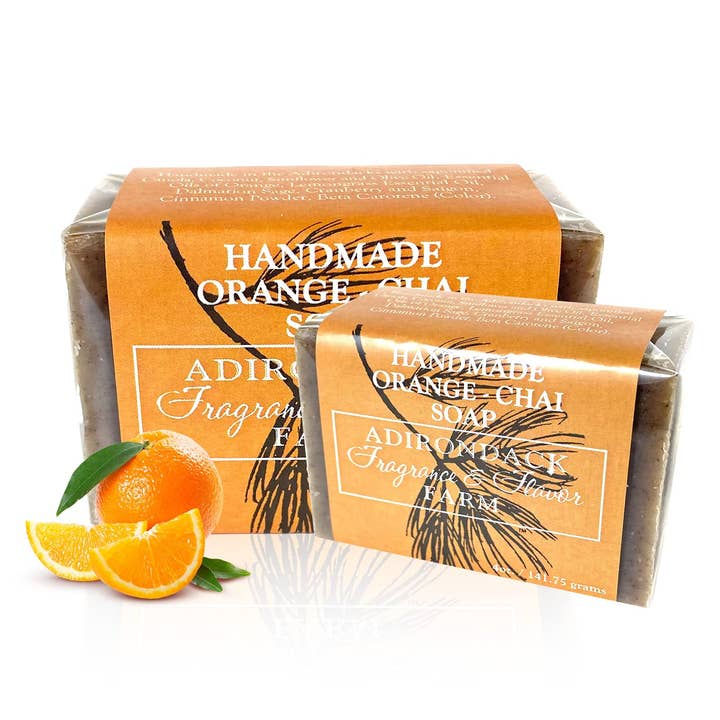 Orange Chai Handmade Wrapped Soap Bar 4oz | All Natural for wholesale by Adirondack Fragrance Flavor Farm