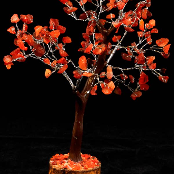 Cold River Mining - Wholesale Decorative Tabletop Object - Red Carnelian 160 Chip Gemstone Tree- Single Tree1