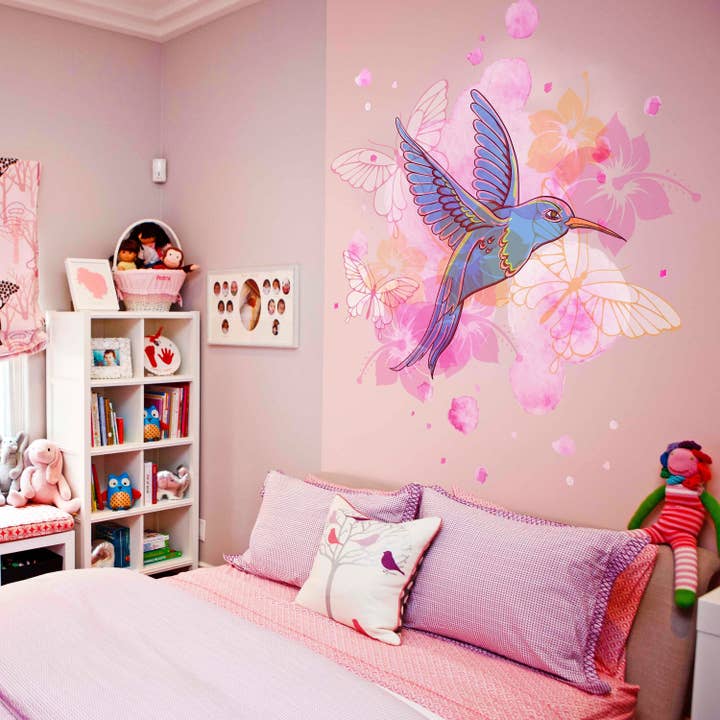 Hummingbird Wall Vinyl Sticker - Colibri Art Decor Humming Bird Cute Colorful Home Decal Gift for wholesale by Decords