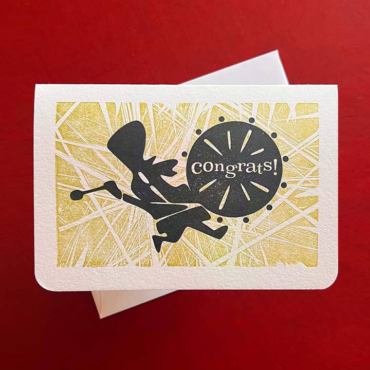 Congrats! Letterpress-Printed Card for wholesale by 12 Acre Studio