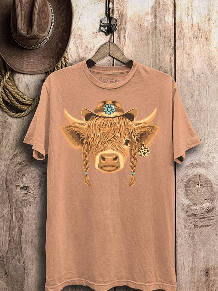 Lotus Fashion Collection - Wholesale Screen Printed T-Shirt - Women's - Highland Cow Graphic Top