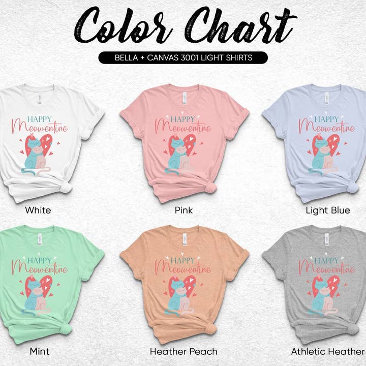 Happy Meowentine Cat T-shirt, Valentinsdag Cat Lover Tee, Sød parkatte-skjorte, Romantisk gaveide, Feline Heart Top for engroshandel hos FreakyTeeFactory