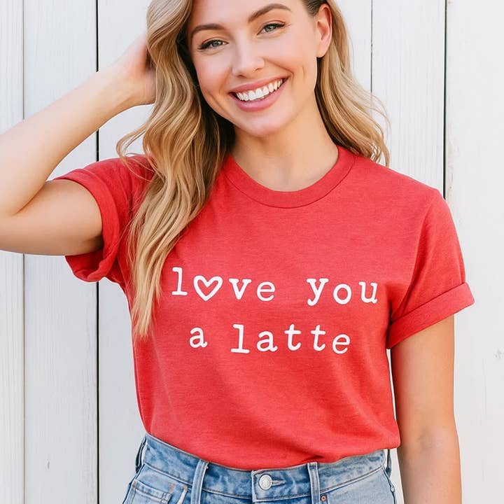 Love You A Latte T-Shirt Funny Coffee Pun Tee for wholesale by Soleinspire