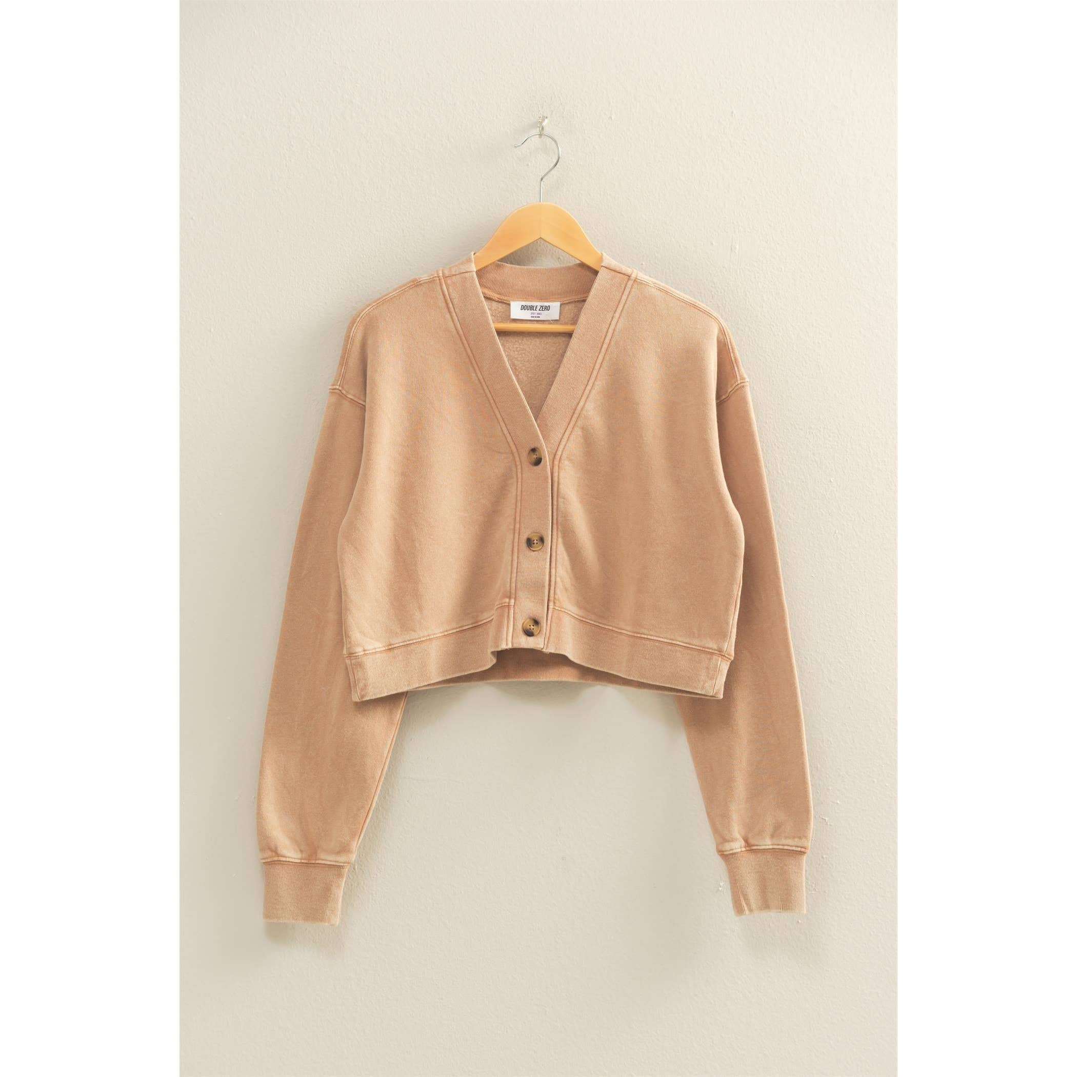 Double Zero - Wholesale Cardigan - Women's - Washed French Terry Cropped Cardigan20