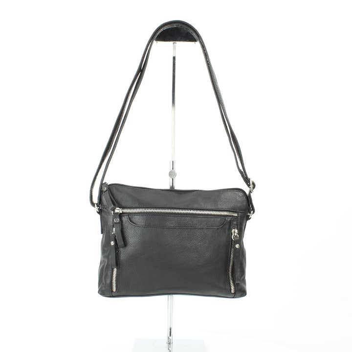 Portland Genuine Leather Crossbody with Zip Pockets RB 152 for wholesale by Leather Impressions Inc