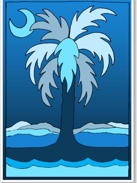 Palmetto Blue Palm Waterproof Sticker for wholesale by Coast Chick Heather Jordan