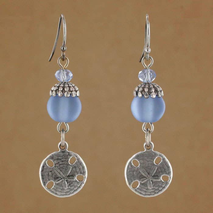 Sadie Green's Jewelry - Wholesale Dangle Earrings - Sea Glass Sand Dollar Earring 1749-SP2