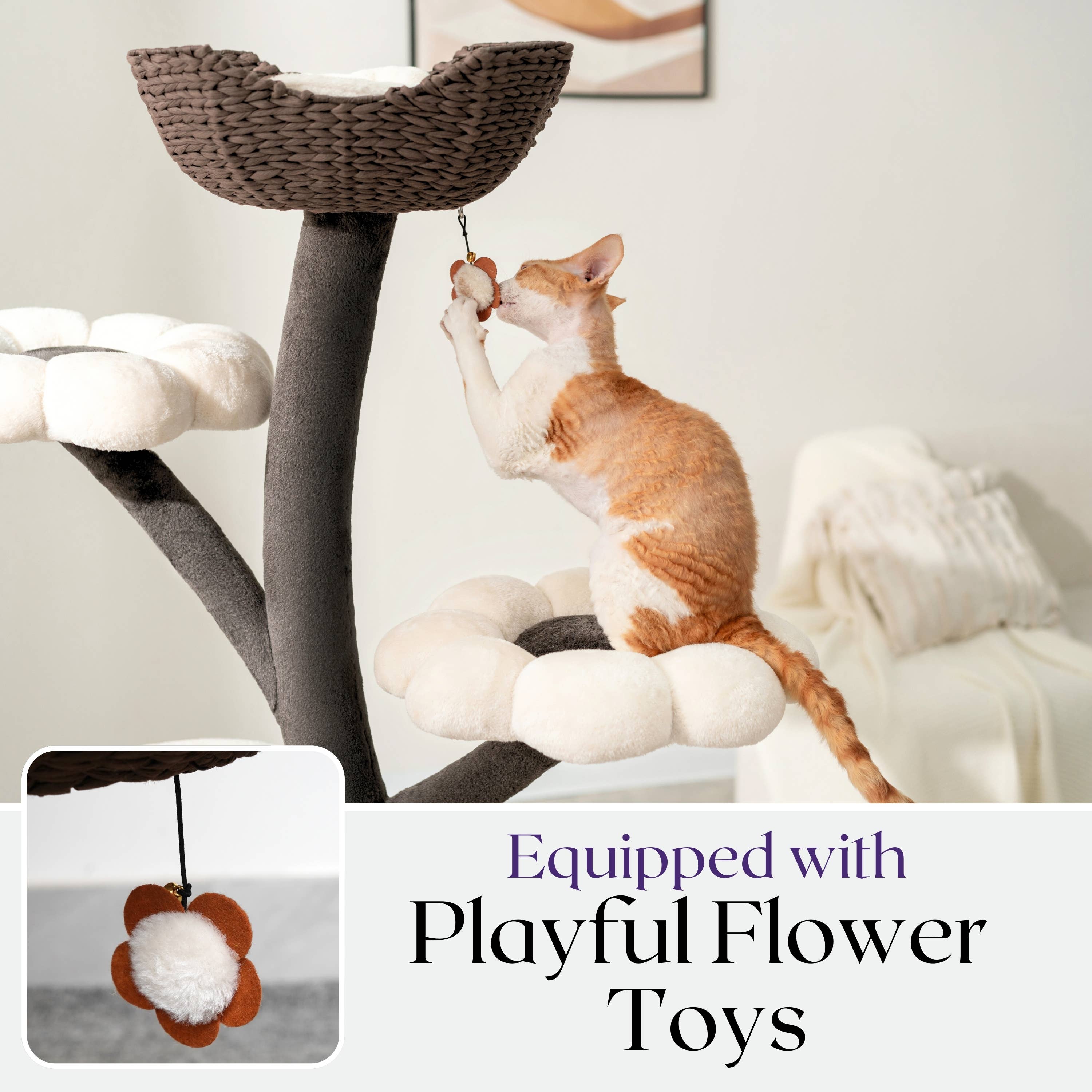 PetPals Group - Venta al por mayor Rascador - Gatos - Árbol para gatos Catry Blossom de 6 niveles, 59 pulgadas3