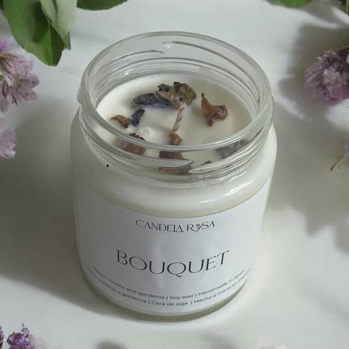 Candela Rosa - Wholesale Jar/Filled Candle - Handmade scented candle mix flowers 0