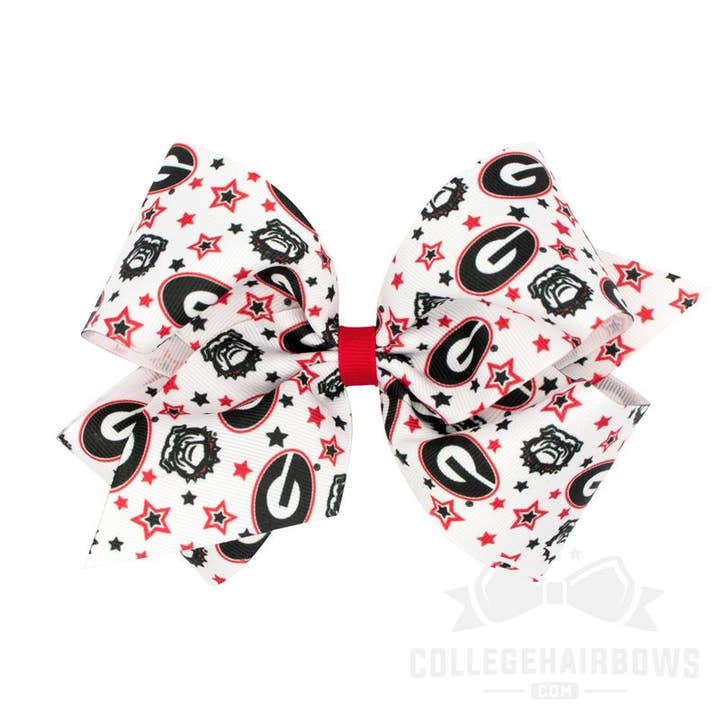 University of Georgia King Logo Print Grosgrain Hair Bow for wholesale by CollegeHairBows.com