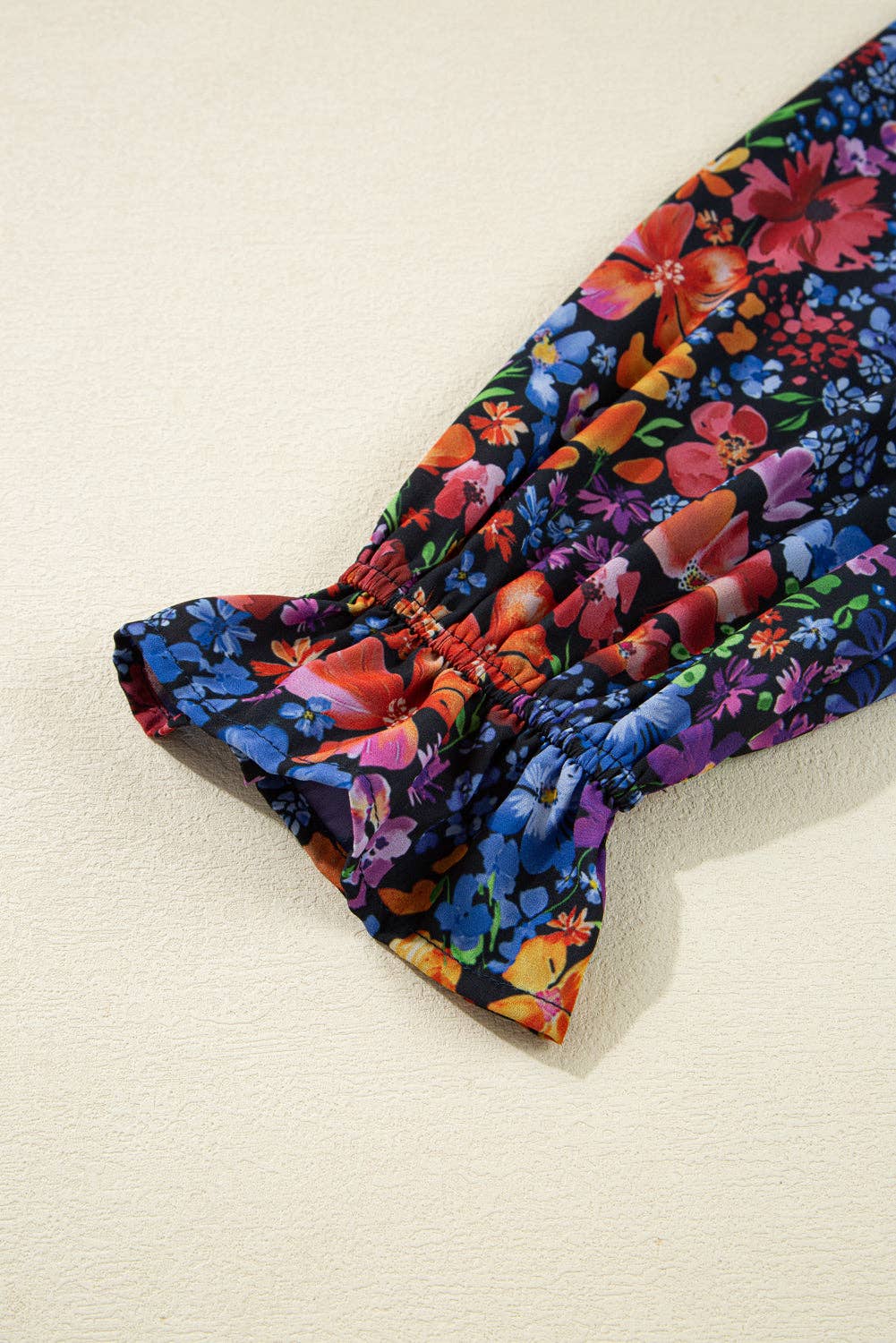 Blue Floral V-Neck Long Sleeve Maxi Dress for wholesale on Faire8