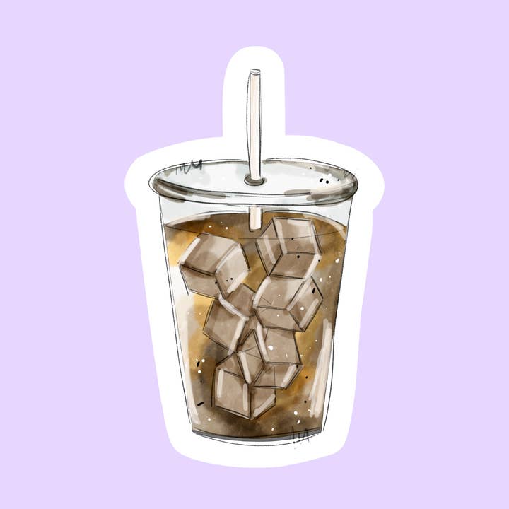 Iced Coffee Die-Cut Sticker for wholesale by The Sticker Lab