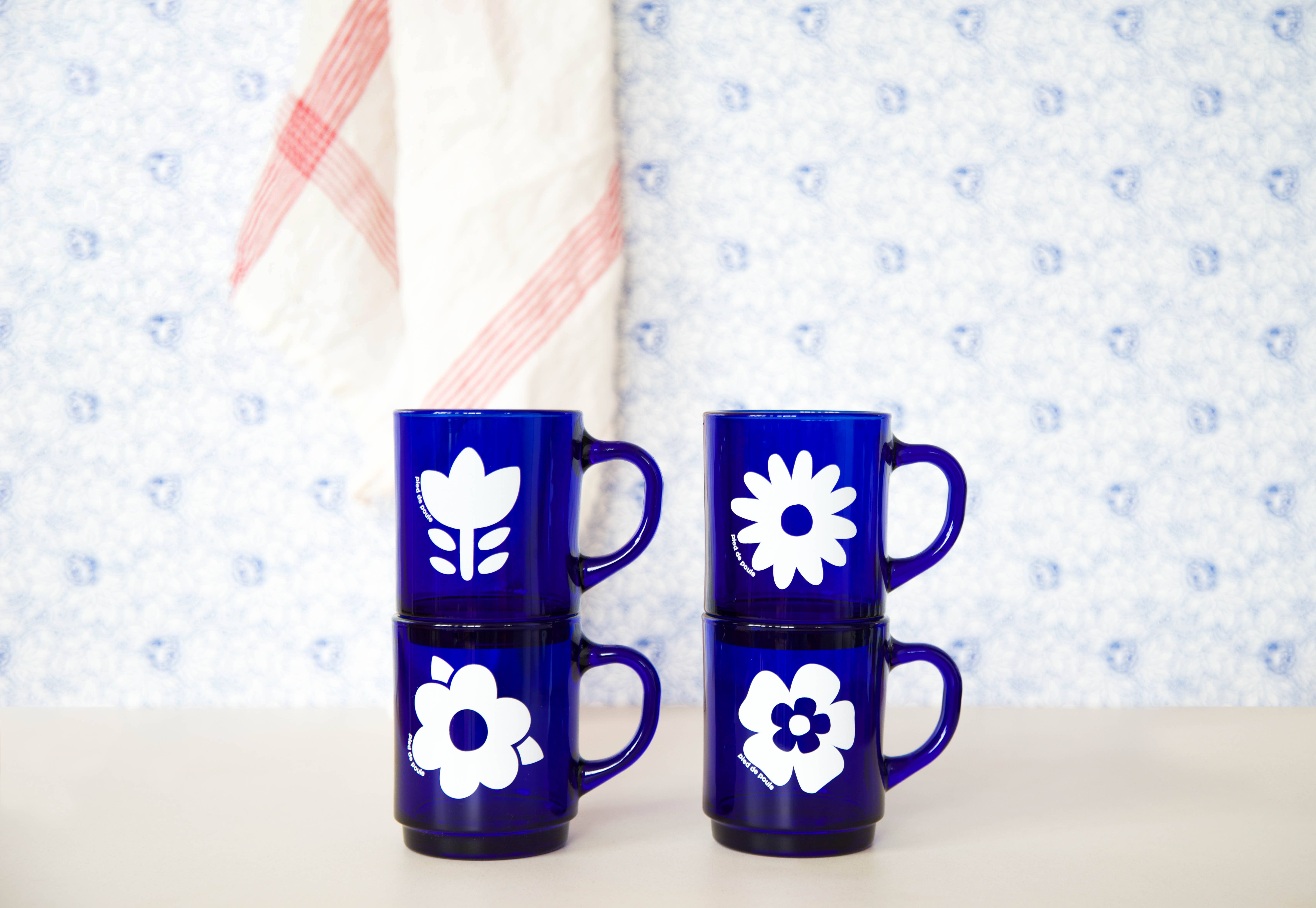Pied De Poule - Wholesale Coffee Mug - Duralex mug - “RETRO” BLUE2