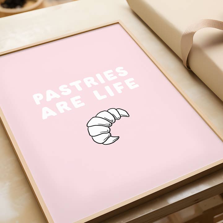Pastries Are Life (Pink) print for wholesale by The Little Jones