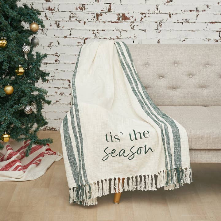 carol & frank - Wholesale Throw Blanket - SALE Christmas Morgan Tis The Season Tassel Throw Blanket