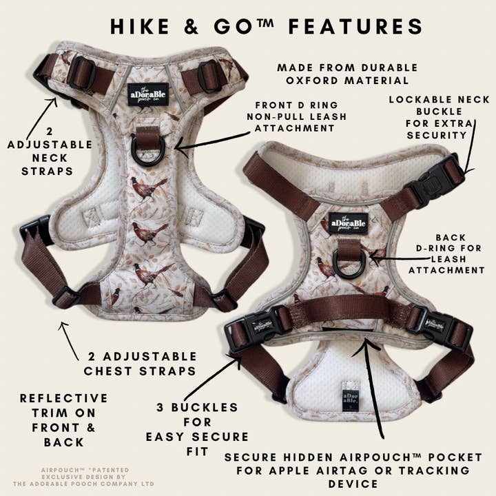 The aDoraBle Pooch Company - Wholesale Pet harness – Dog - Hike & Go™ Harness - Farmland Pheasant3