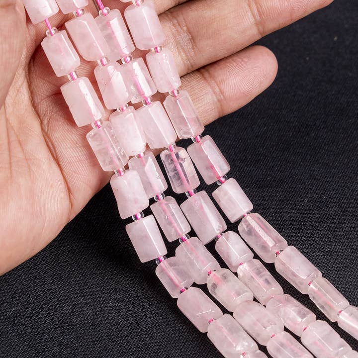 Soothing Crystals Beads - Wholesale Beads - Gemstone Pipe Beads | Rose Quartz | Crystal Tube Beads9