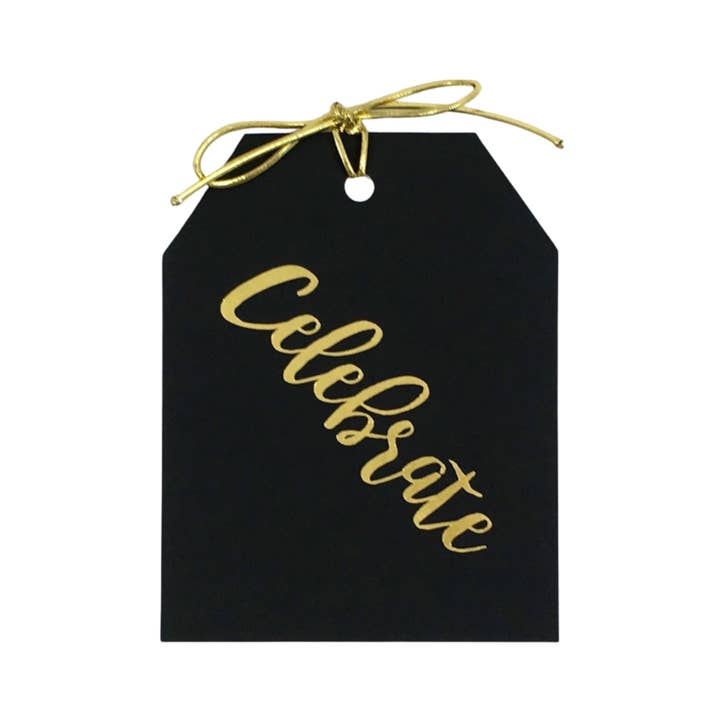 WowWordZ - Wholesale Gift Tag - Celebrate Gift Tags – Gold Foil – Black or White – Set of 102