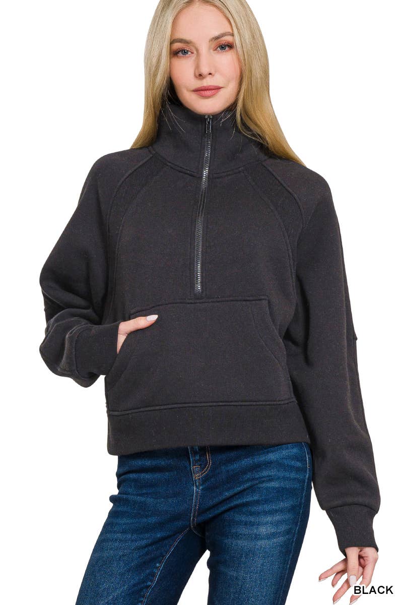 42POPS - Wholesale Sweatshirt - Women's - `.Half Zip Cropped Pullover1