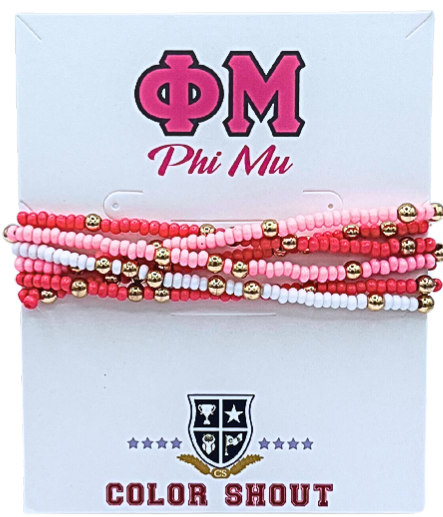Color Shout - Wholesale Jewelry Set - Sorority Colors Stack: Set of 6 Beaded Stretch Bracelets13