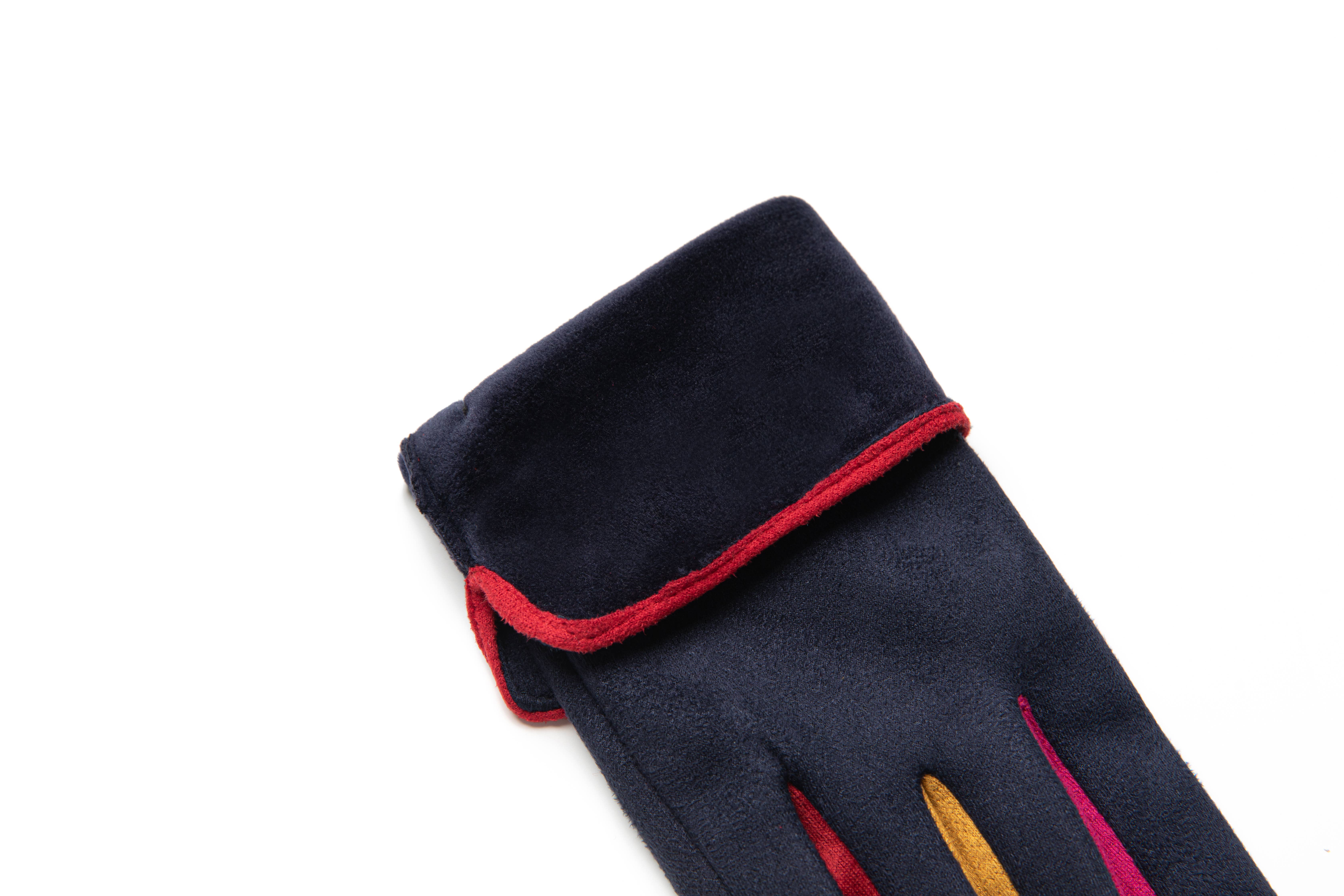 Aavion - Wholesale Gloves - Women's - Women's Faux Suede Touchscreen Gloves with Multicolor Trim4