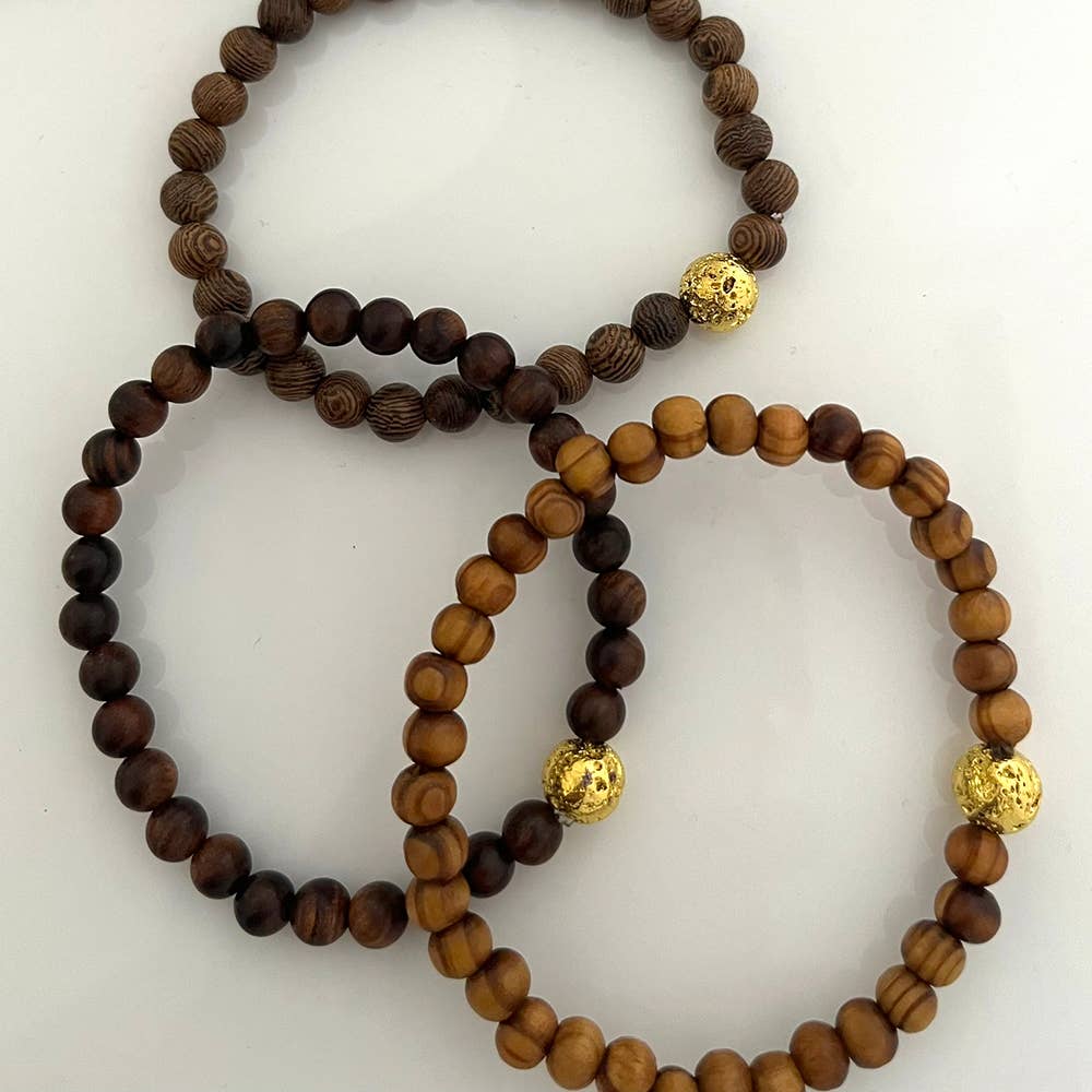 VIE – wholesale Aromatherapy bracelet – Wood and Electroplated Lava Stone Diffuser Bracelet7