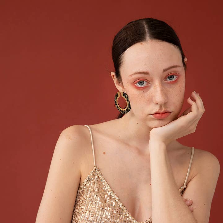 Kintsukuroi - XL Lederohrringe OSAKA für den Großhandel von Peau de Fleur