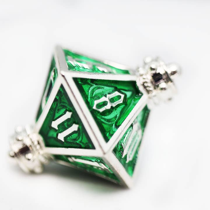 Foam Brain Games - Wholesale Dice - Moonlit Lantern: Silvered Acidfire - Metal RPG Dice Set2