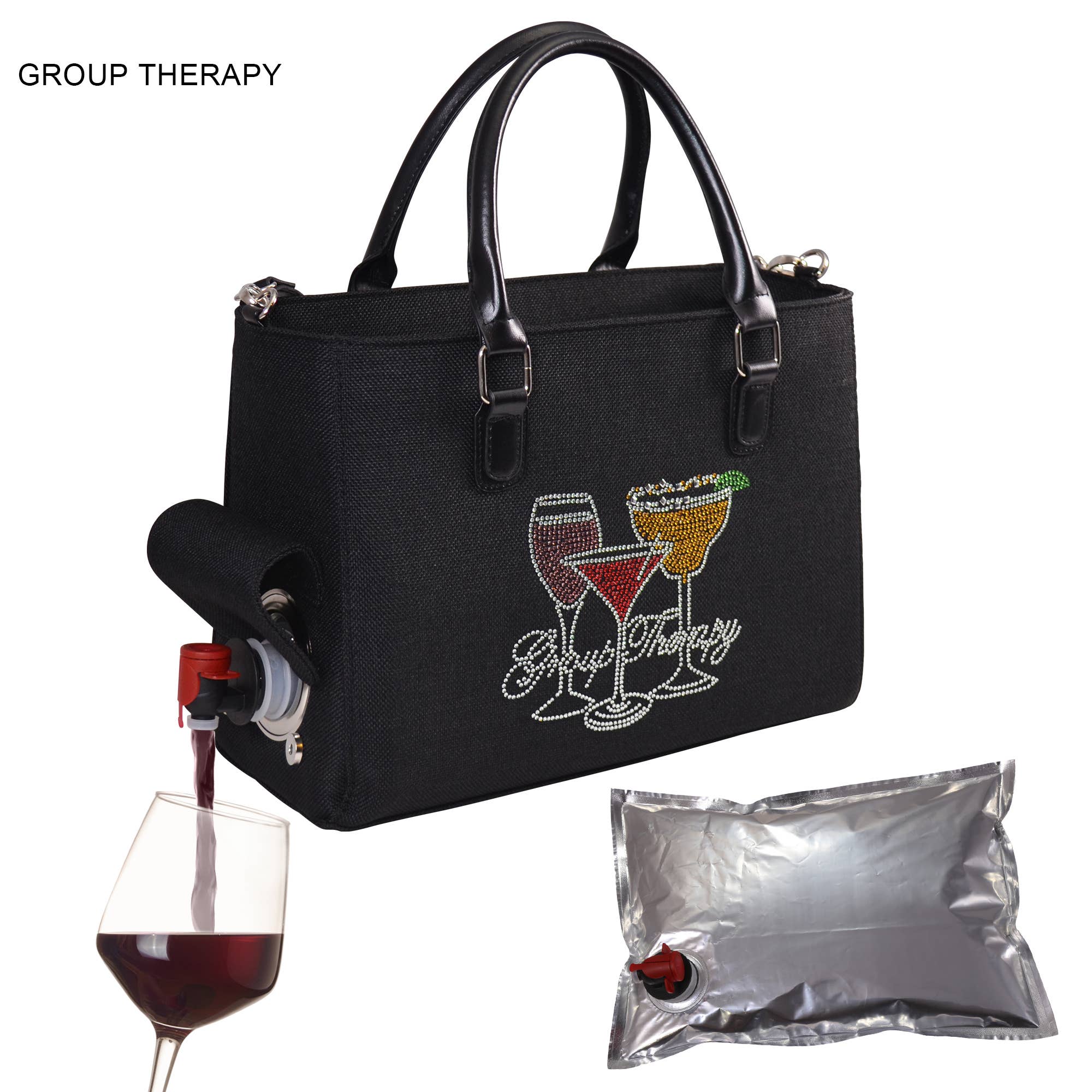 Primeware Inc. - Wholesale Wine Tote - Drink Purse | Wine Purse Tweed Design1
