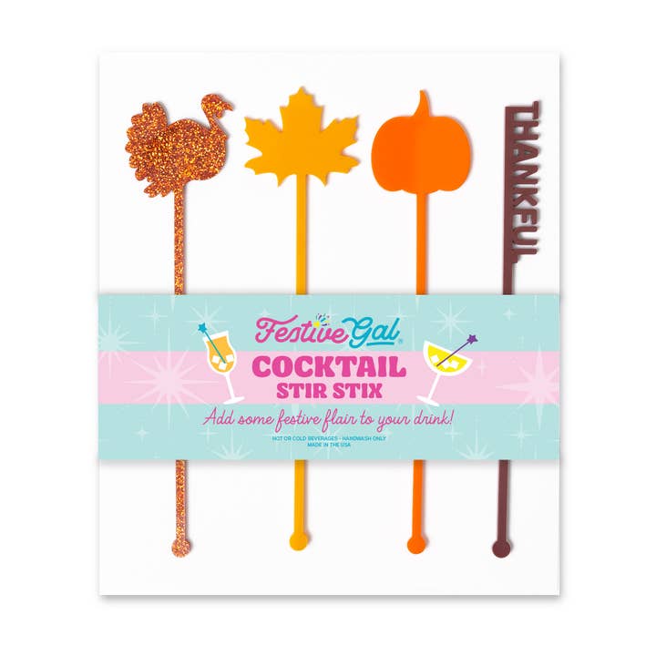Thanksgiving Akryl Cocktail Stix Stix for engroshandel hos Festive Gal