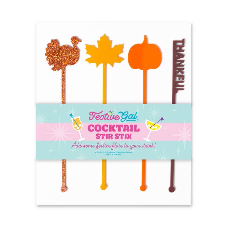 Festive Gal - Wholesale Drink Stirrer - Thanksgiving Acrylic Cocktail Stir Stix0