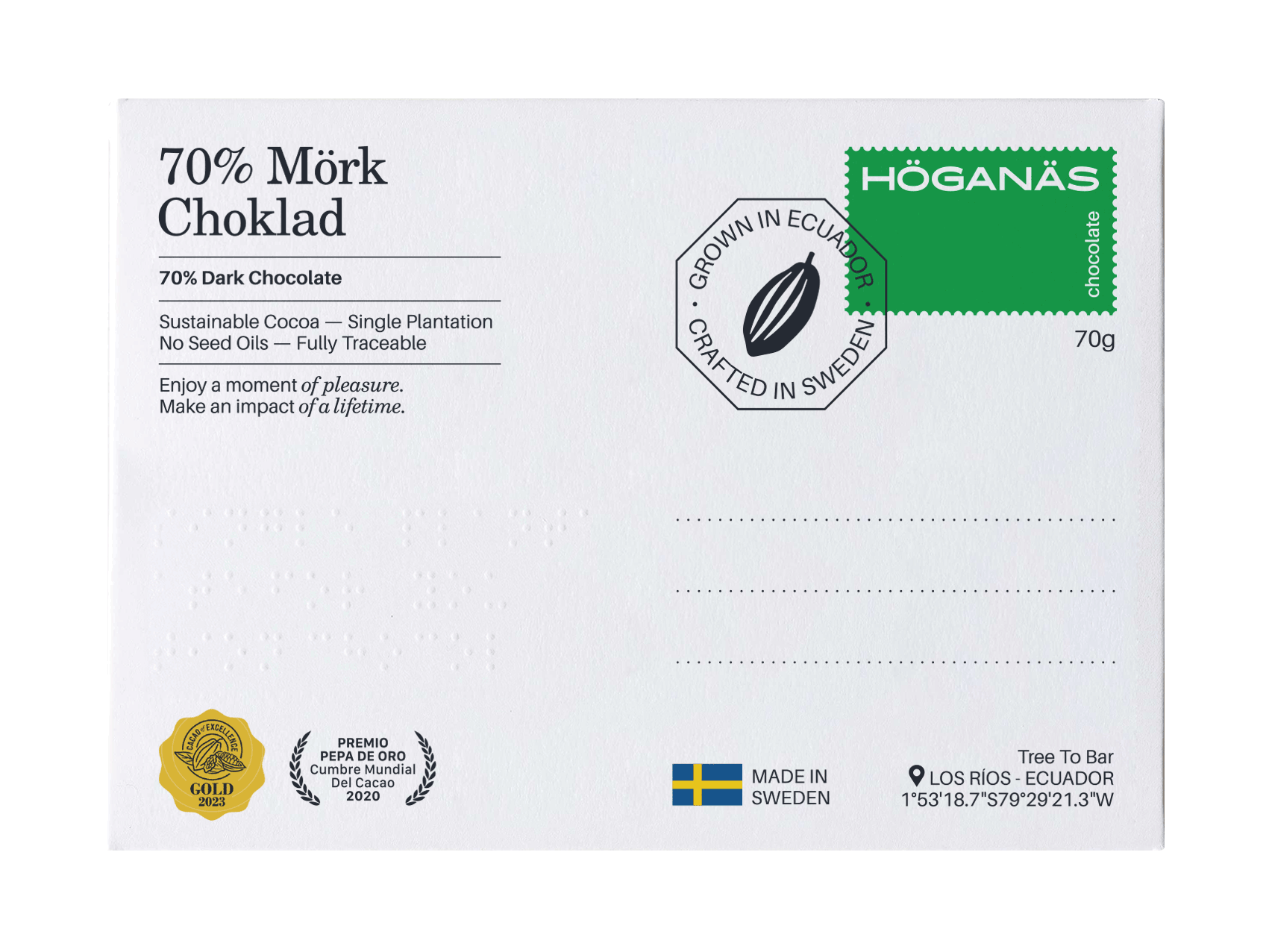 Höganäs Chocolate - Wholesale Chocolate Bar - Dark Chocolate Bar 70%0