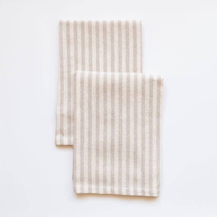 Beige Striped Cotton Dinner Napkins for wholesale by VOLVERDE