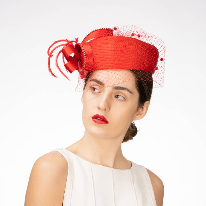 KaKyCo - Wholesale Fascinator Hat - Women's - Satin Ribbon Veil Pillbox | 32155923