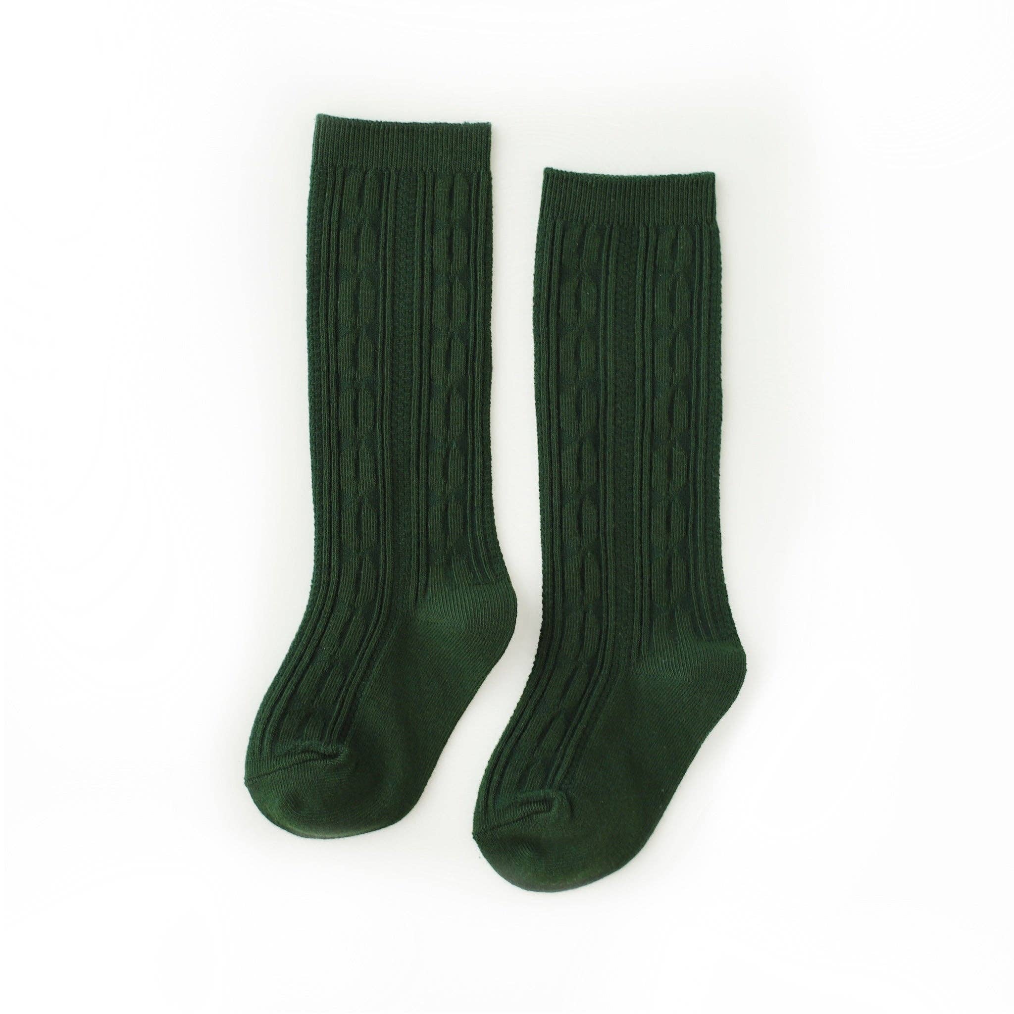 Little Stocking Co. - Wholesale Socks - Kids & Baby - Forest Green Cable Knit Knee High Socks