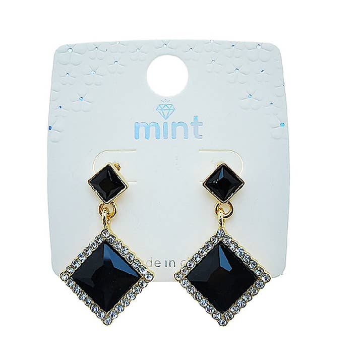Crystal Square Drop Earring for wholesale by Atlas Fashion