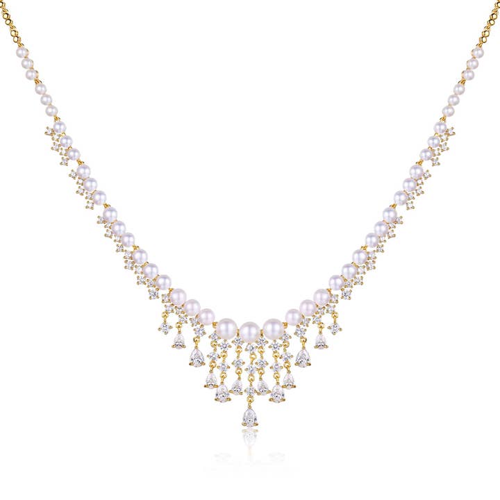 Frozen Queen Pearl Earrings Necklace Set for wholesale by Timeless Pearl