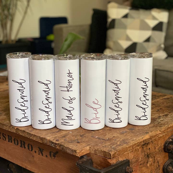Bridesmaid and Bachelorette Tumblers for wholesale by 34Designed