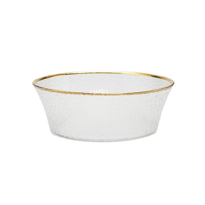 Schale aus Kieselglas mit erhöhtem Rand und goldenem Rand — 15,2 cm D für den Großhandel von CLASSIC TOUCH DECOR INC.