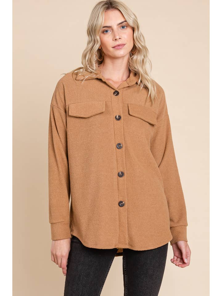 BOMBOM - Wholesale Shirt Jacket/Shacket - Women's - TL1886 SOLID KNIT SHACKET