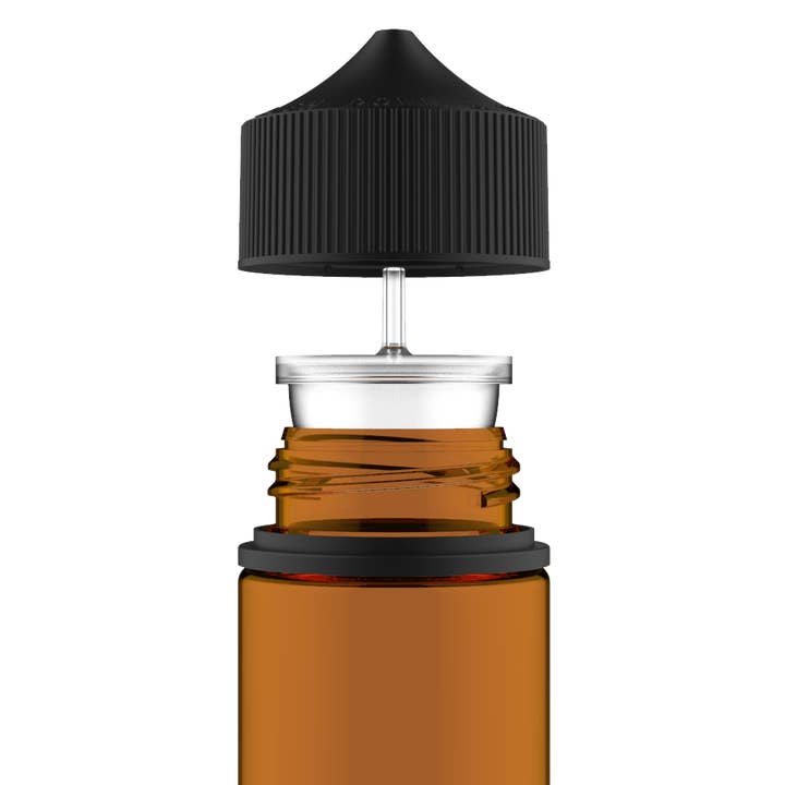Copackr - Vente Flacon de voyage - Chubby Gorilla - Bouteille Stubby Unicorn de 75 ml - Bouteille ambrée/bouchon noir - V3