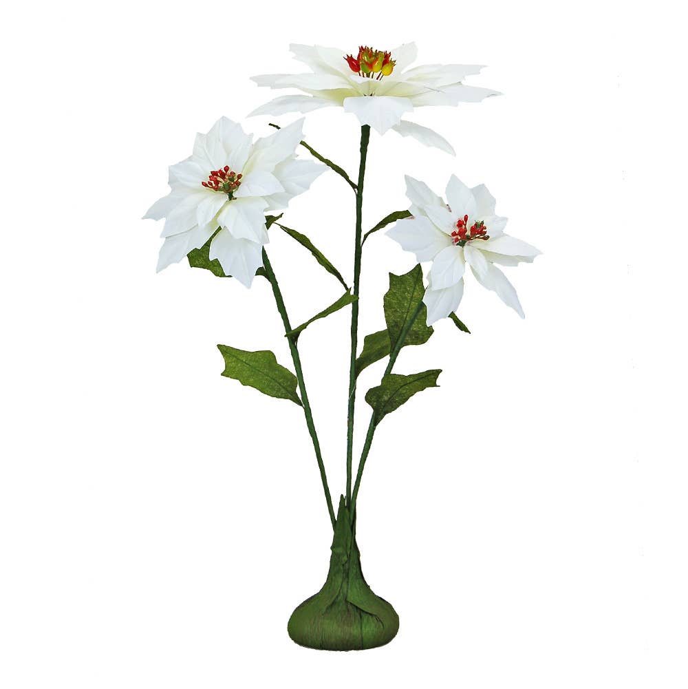 Flora Bunda Inc - Wholesale Artificial Flowers - 44" Poinsettia Faux Floral Stem Arrangement2