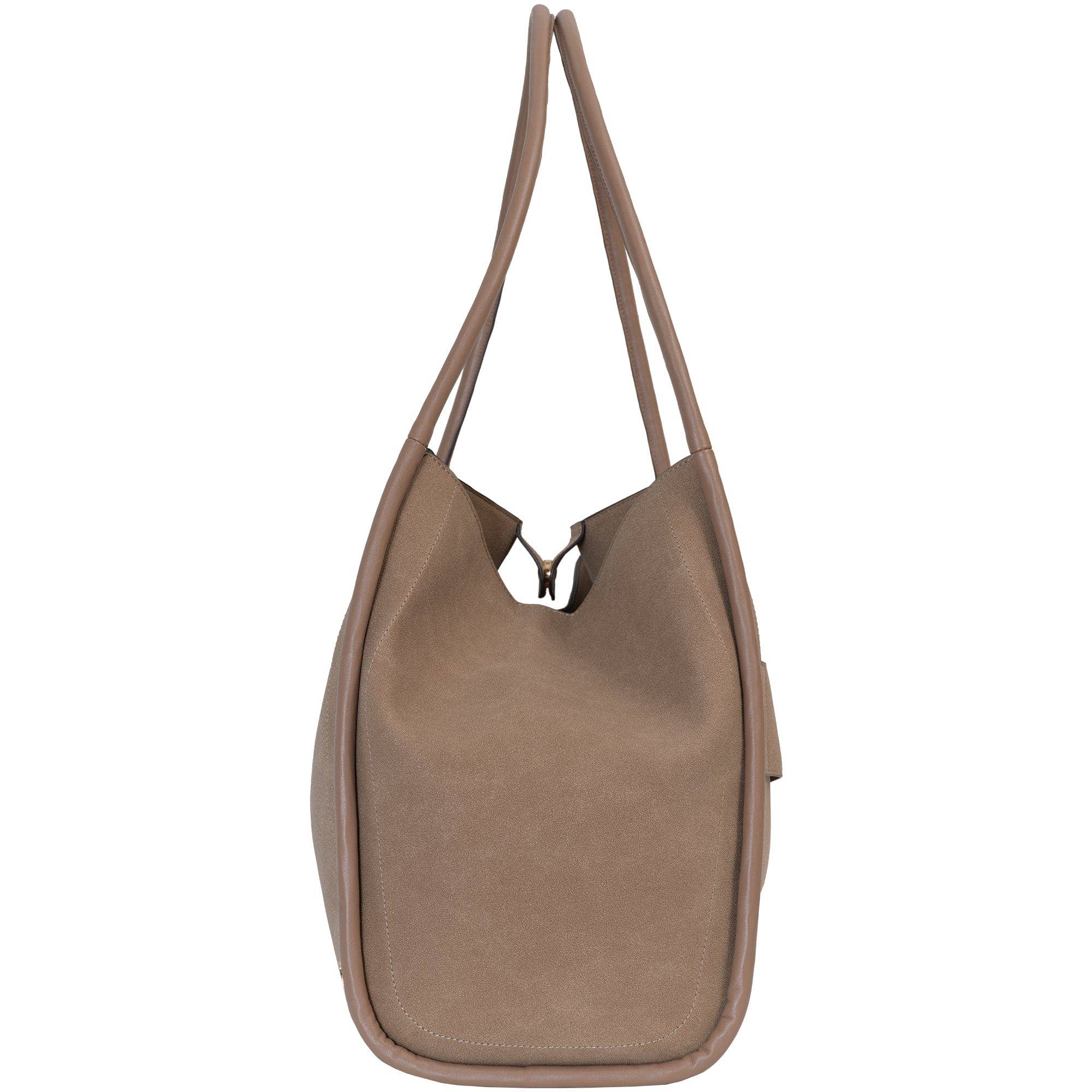  CAMEL Joan & David Double Handle Faux Suede Tote for wholesale on Faire3