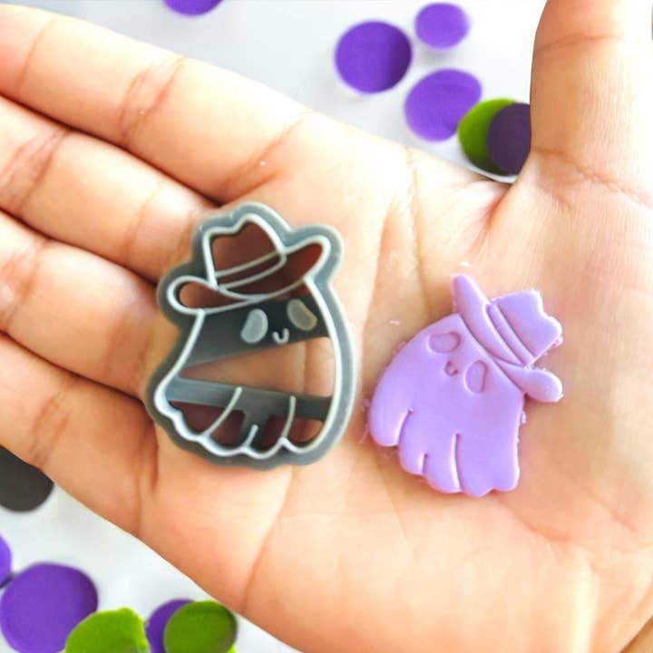 Ghost Cowboy Halloween Polymer clay Cutter for wholesale by Roussell Prints and Demand LLC