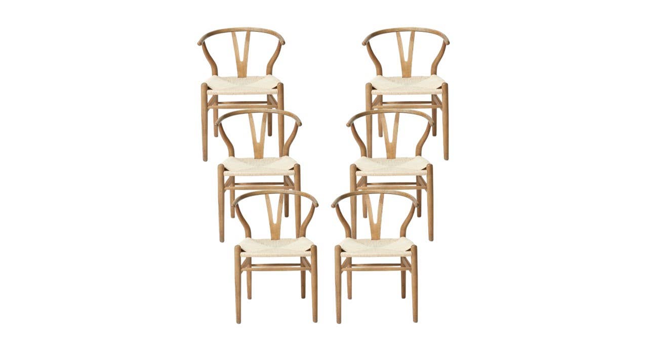 Acacia Home - Vente Chaises - Ensemble de 6 chaises de salle à manger Pia Wishbone2