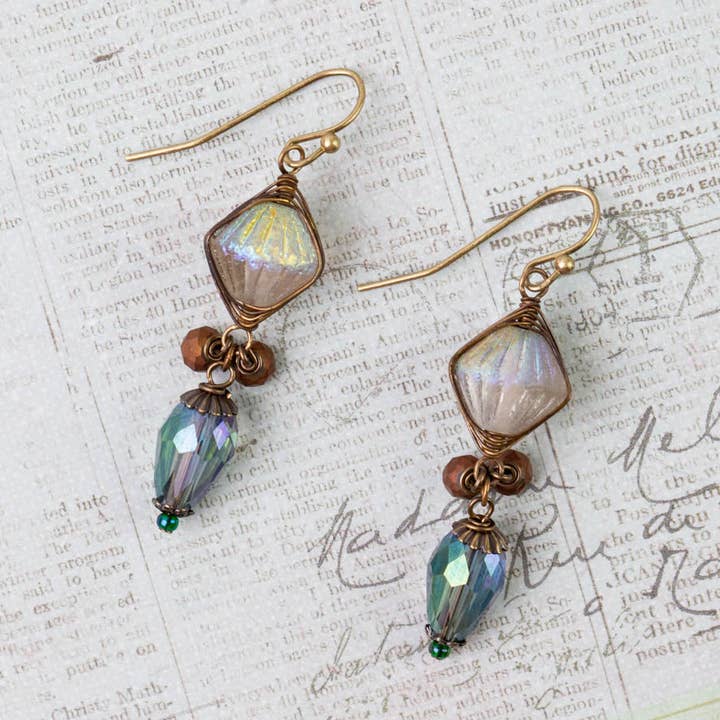 Anne Vaughan Designs Jewelry - Wholesale Dangle Earrings - Crisp Autumn Czech Glass, Crystal Dangle Herringbone Earrings0
