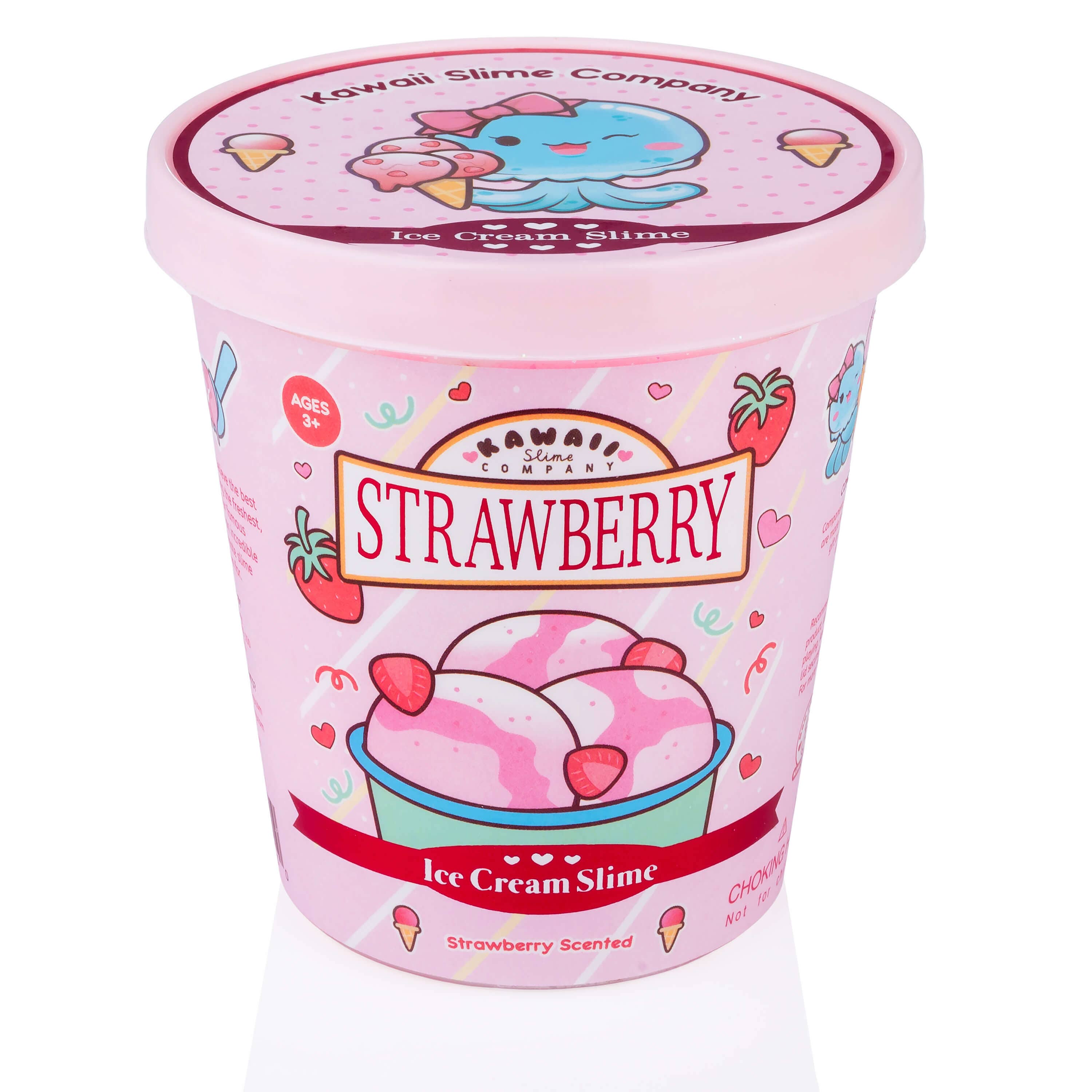 Kawaii Slime Company – wholesale Putty/slime – Child – Strawberry Scented Ice Cream Pint Slime (5pcs/case)7